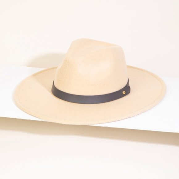 Wide Brim Leather Strap Fedora Hat - Picture 1 of 5